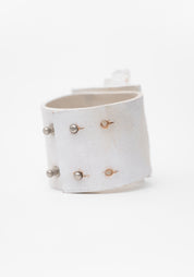 Selenite Slab Leather Bracelet