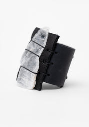 Selenite Slab Leather Bracelet