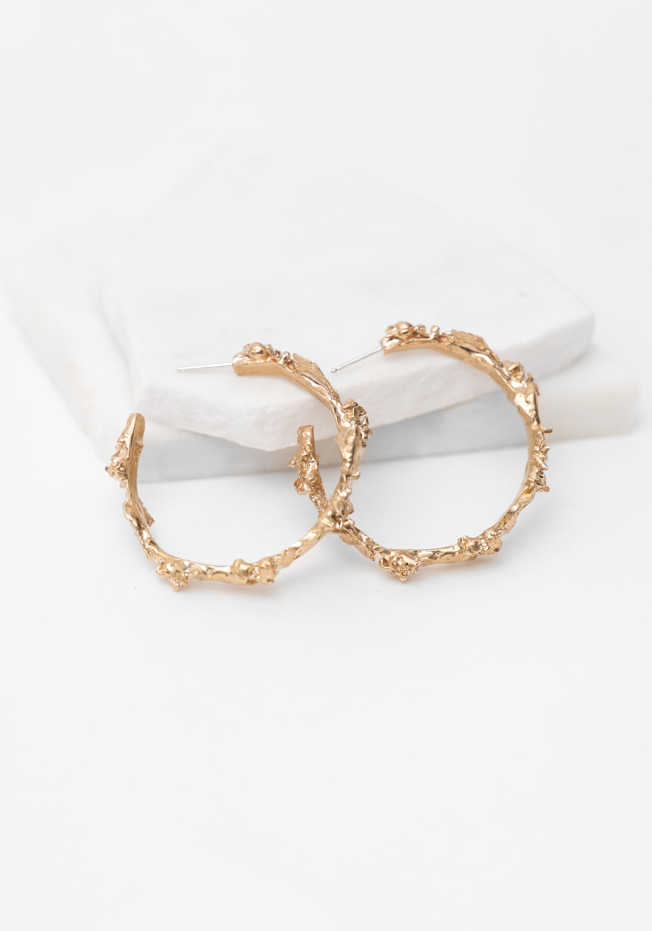 En Flux Textured Bronze Hoops