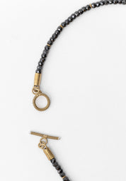 Dainty Black Zirconium and Brass Hex Bolt Necklace