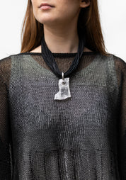 Selenite Slab Leather Necklace