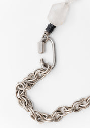 Leather Wrapped Quartz and Quartz Beads Chain Necklace