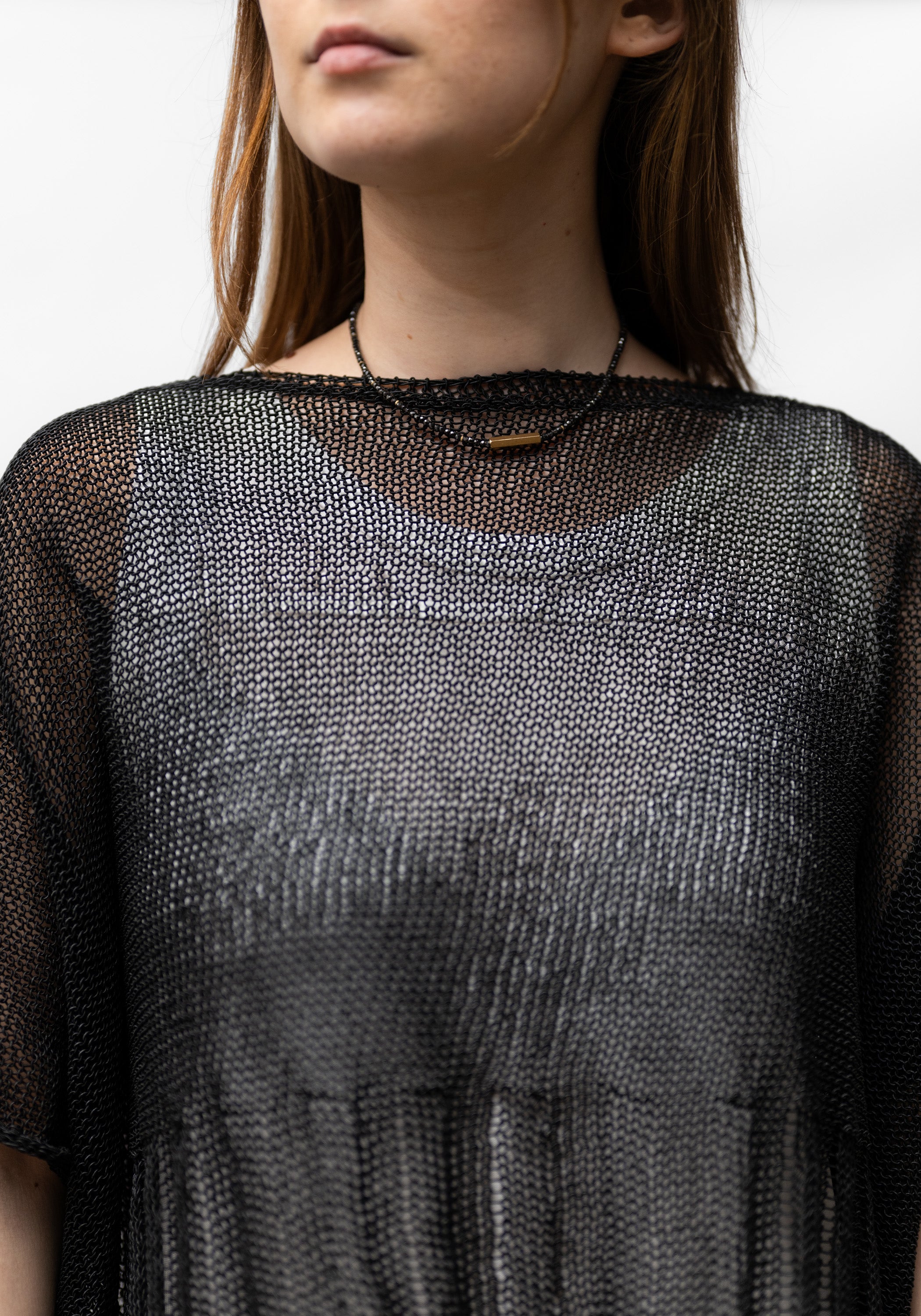 Dainty Black Zirconium and Brass Hex Bolt Necklace