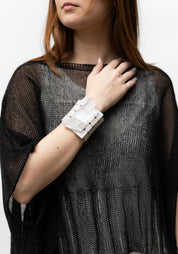 Selenite Slab Leather Bracelet