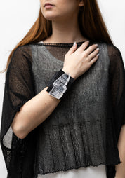 Selenite Slab Leather Bracelet