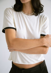 Cropped Contrast Trim T-Shirt