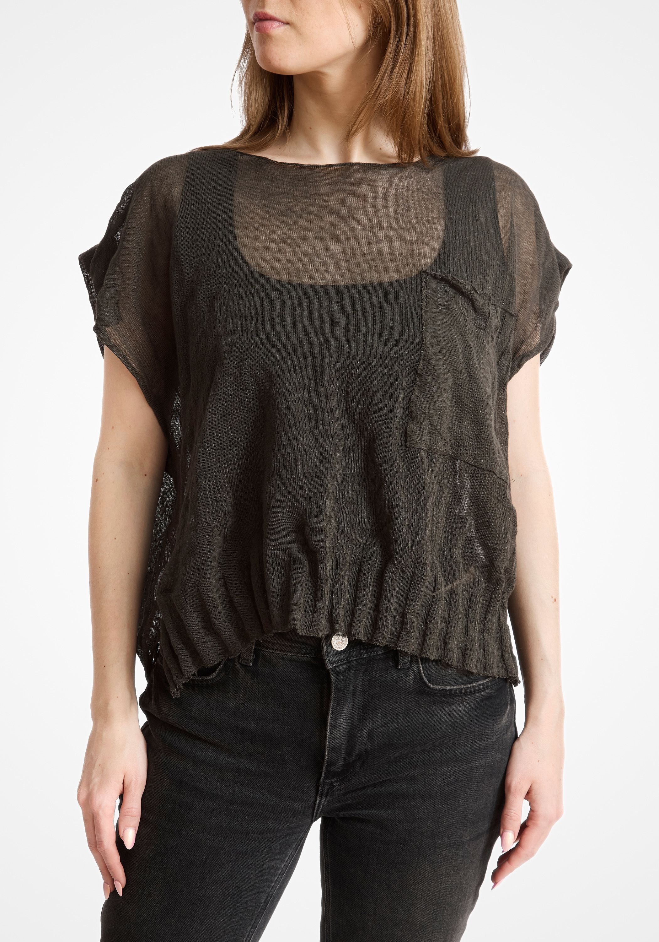 Semi-Sheer Cropped Sleeveless Metallic Knit Top - December Thieves