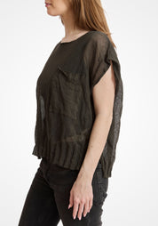 Semi-Sheer Cropped Sleeveless Metallic Knit Top - December Thieves