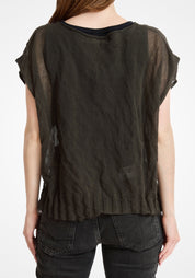 Semi-Sheer Cropped Sleeveless Metallic Knit Top - December Thieves