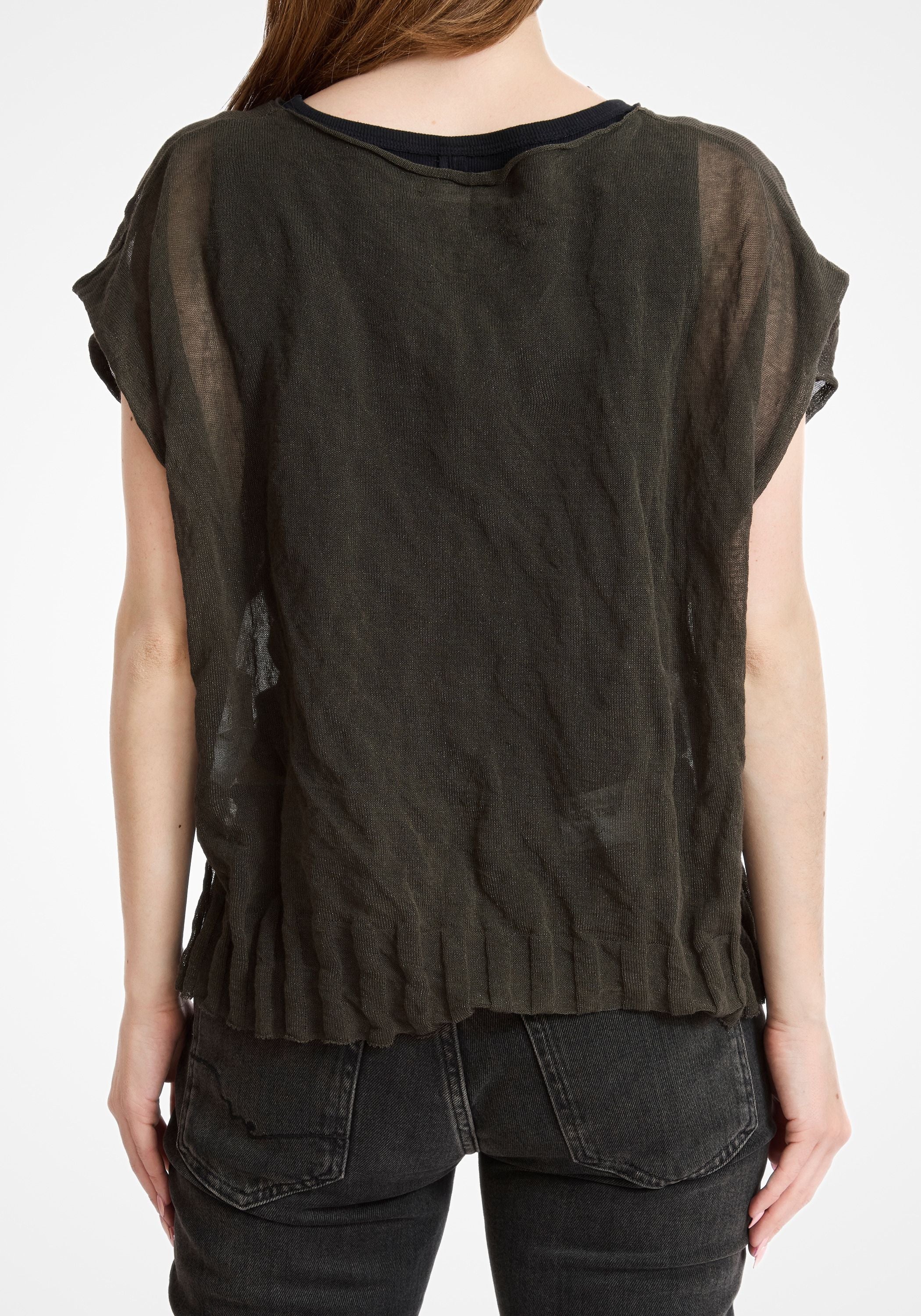 Semi-Sheer Cropped Sleeveless Metallic Knit Top - December Thieves