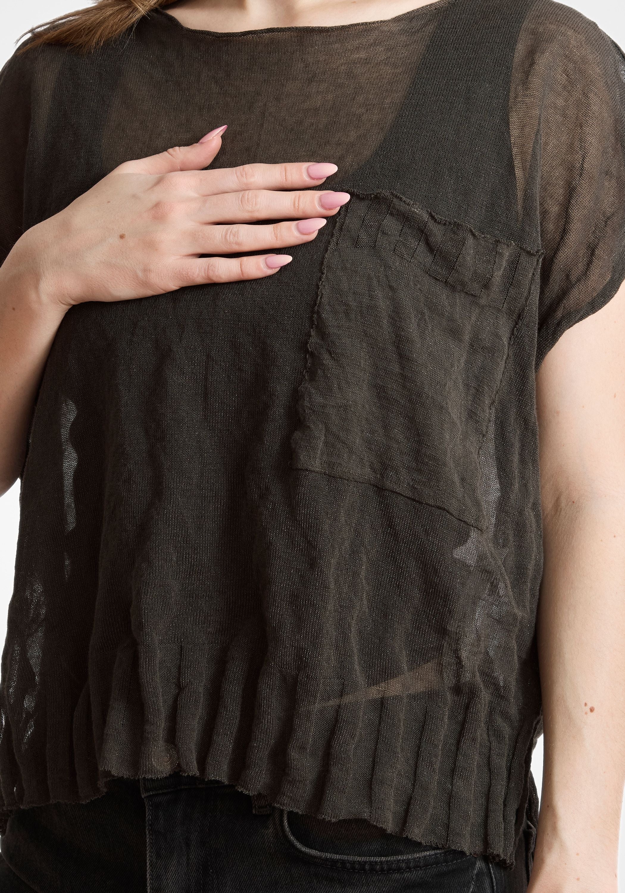 Semi-Sheer Cropped Sleeveless Metallic Knit Top - December Thieves