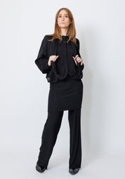 Omonito Draped Tie Collar Blouse
