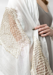 Gavia Cream Leather Insets Modal Scarf - December Thieves