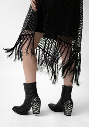 Herennia Laser Cut Leather Fringe Detail Dress - December Thieves