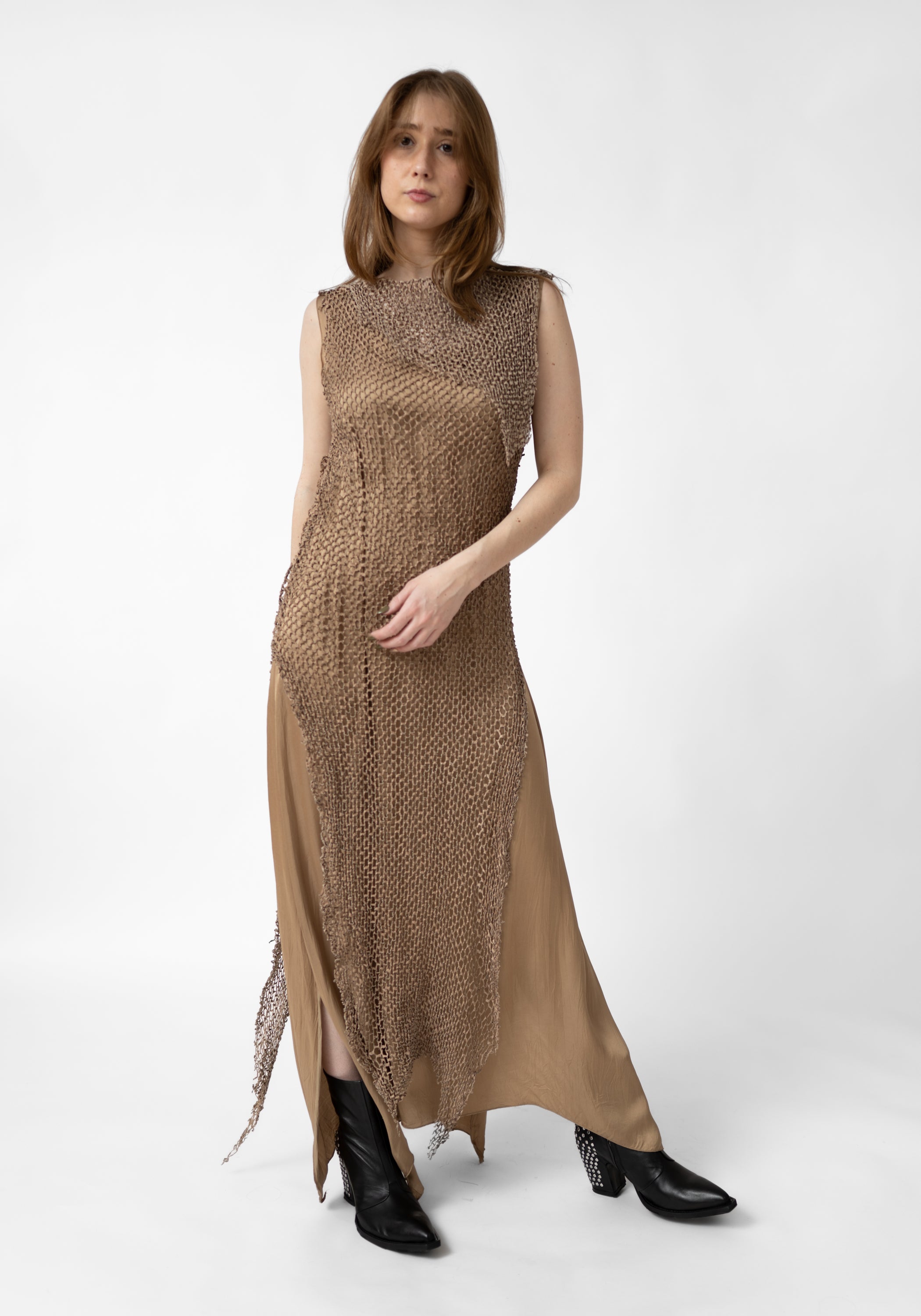 Galasia Asymmetric Layered Leather Detail Dress - December Thieves