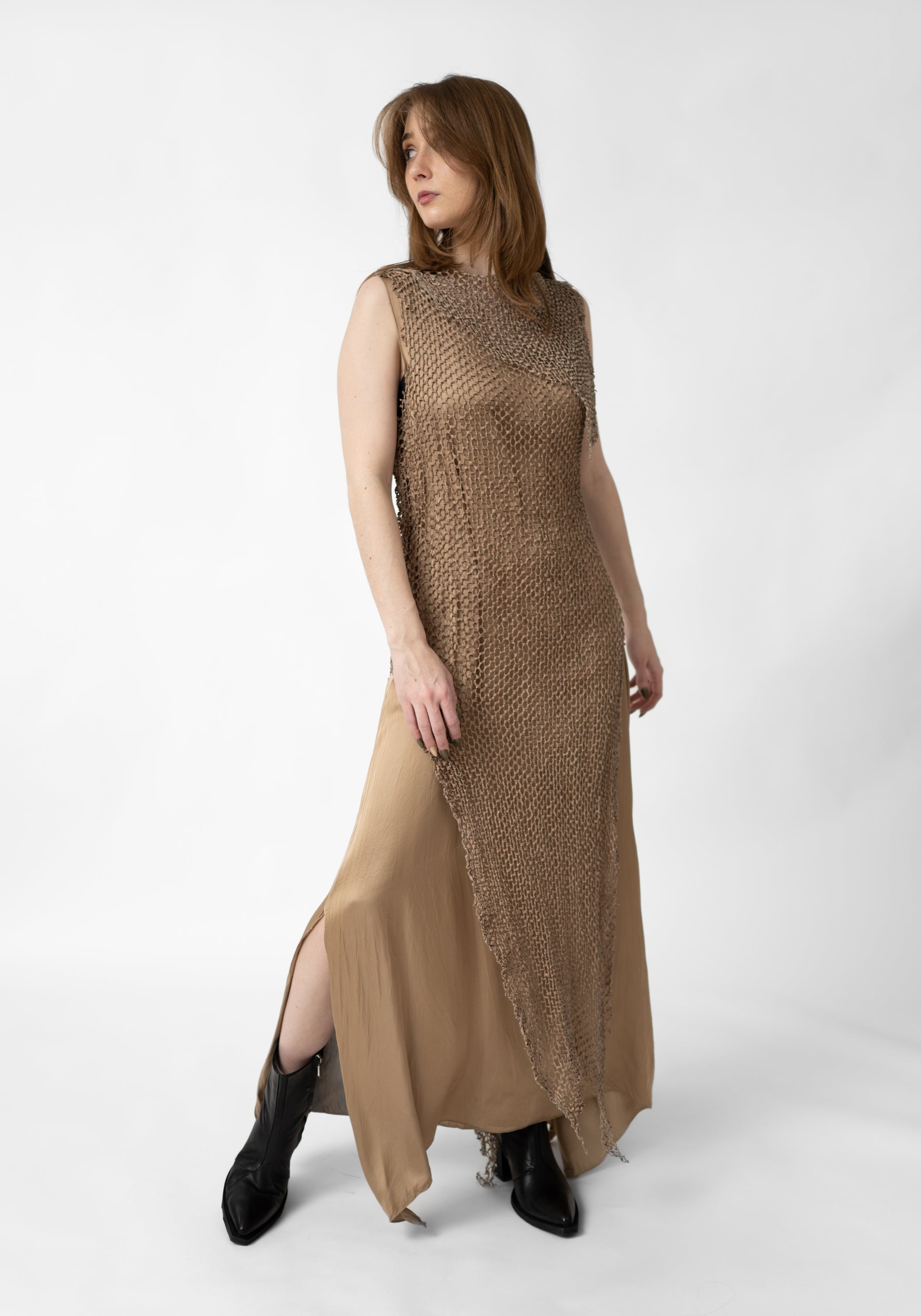 Galasia Asymmetric Layered Leather Detail Dress - December Thieves