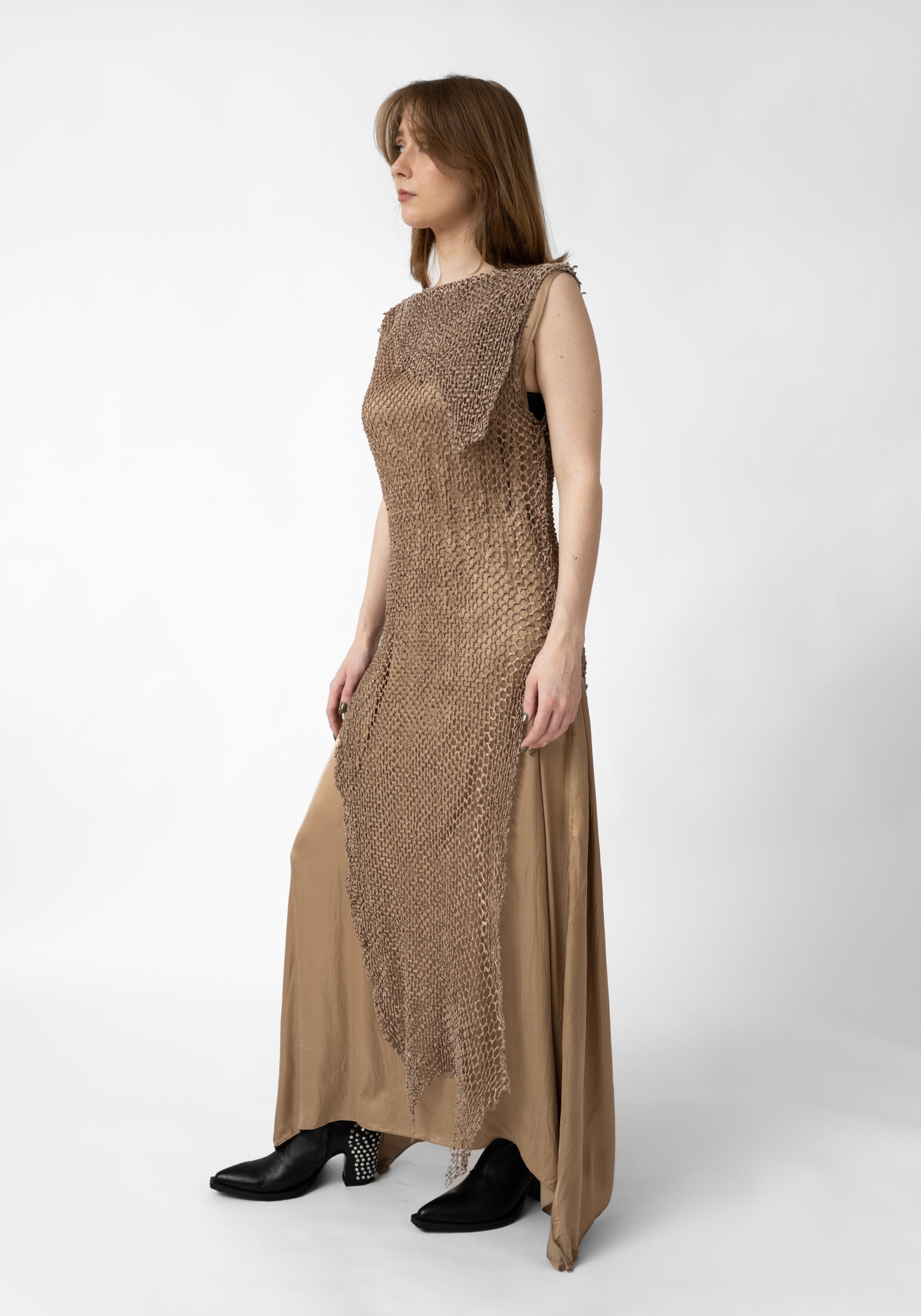 Galasia Asymmetric Layered Leather Detail Dress - December Thieves