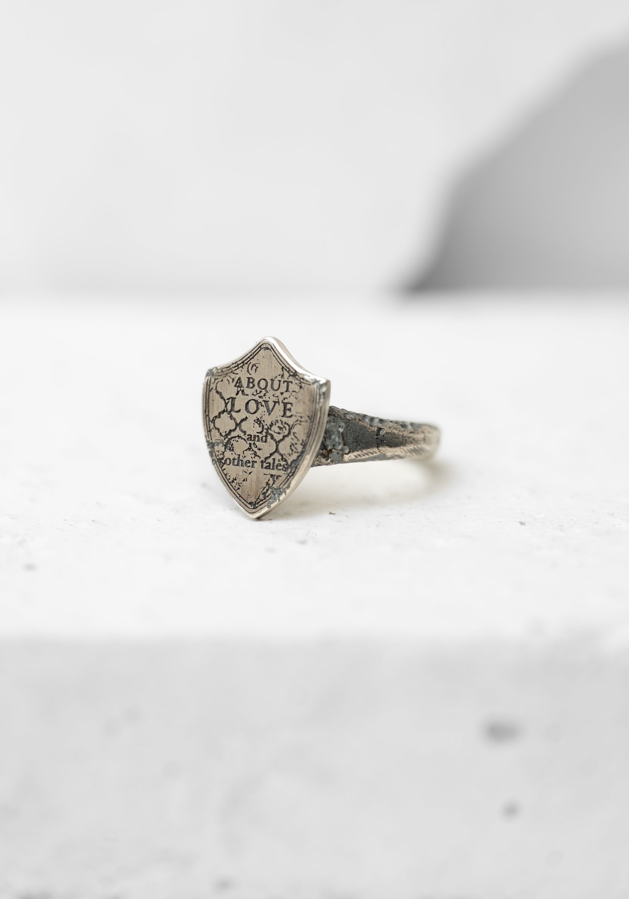 'About Love' Shield Relic Sterling Ring