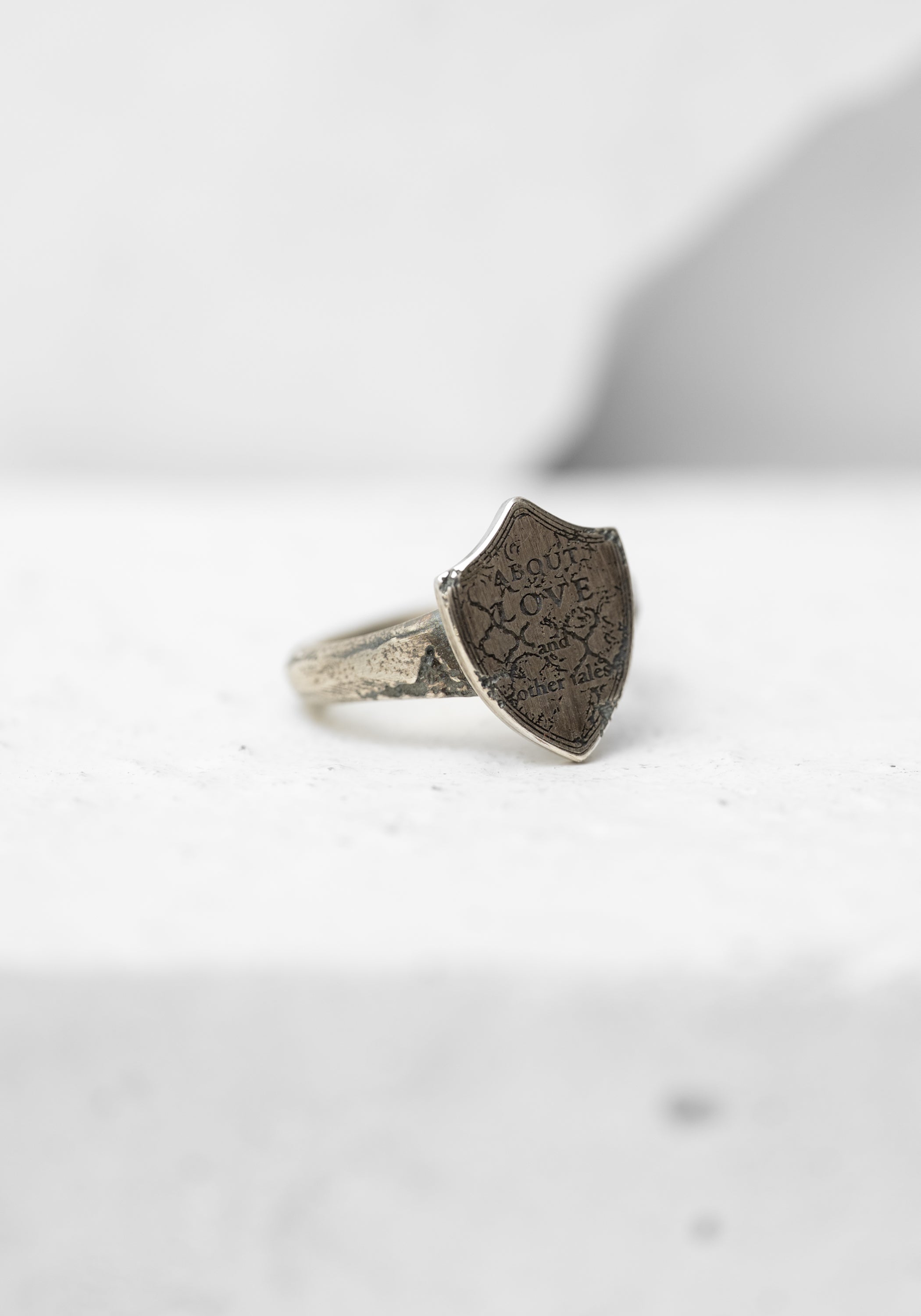 'About Love' Shield Relic Sterling Ring