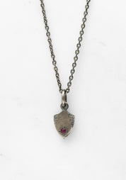 'Tiny Shield' Sterling and Ruby Necklace