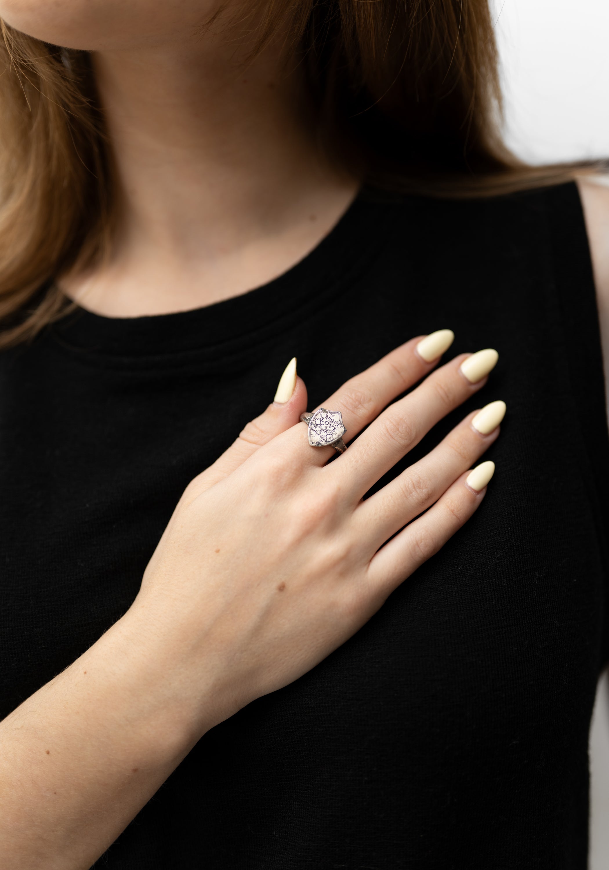 'About Love' Shield Relic Sterling Ring