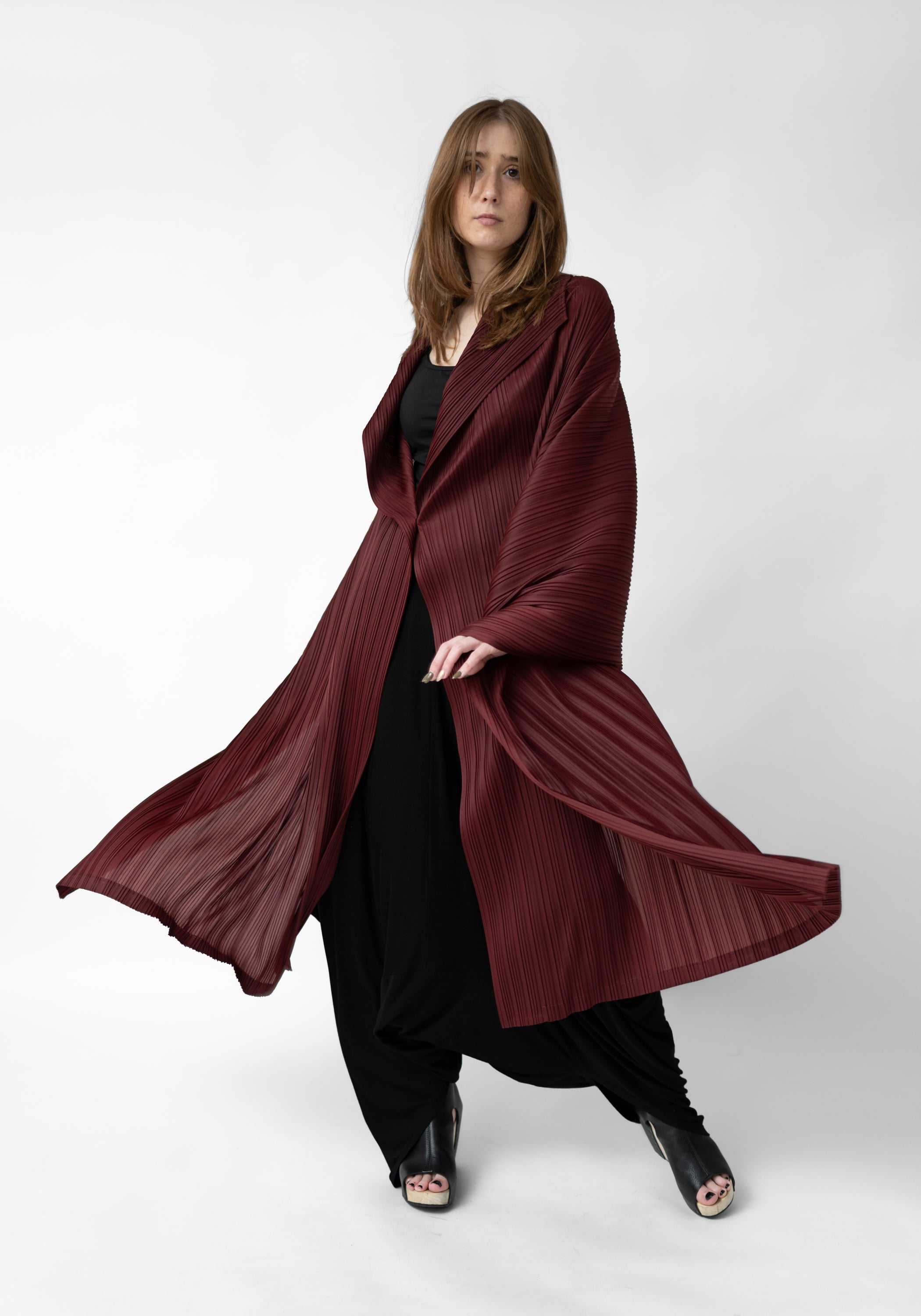 Oversized Pleated Shawl/Jacket