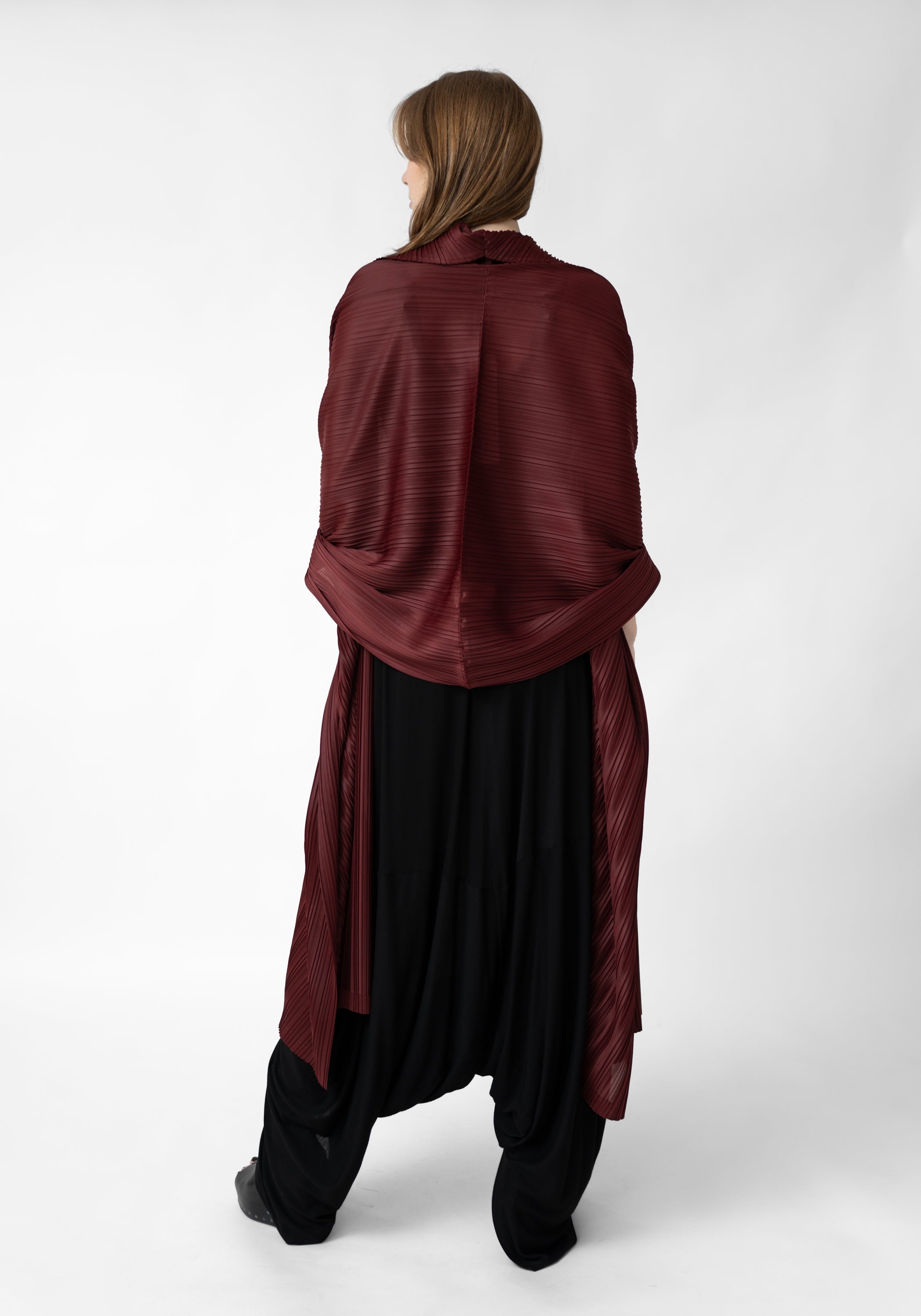 Oversized Pleated Shawl/Jacket
