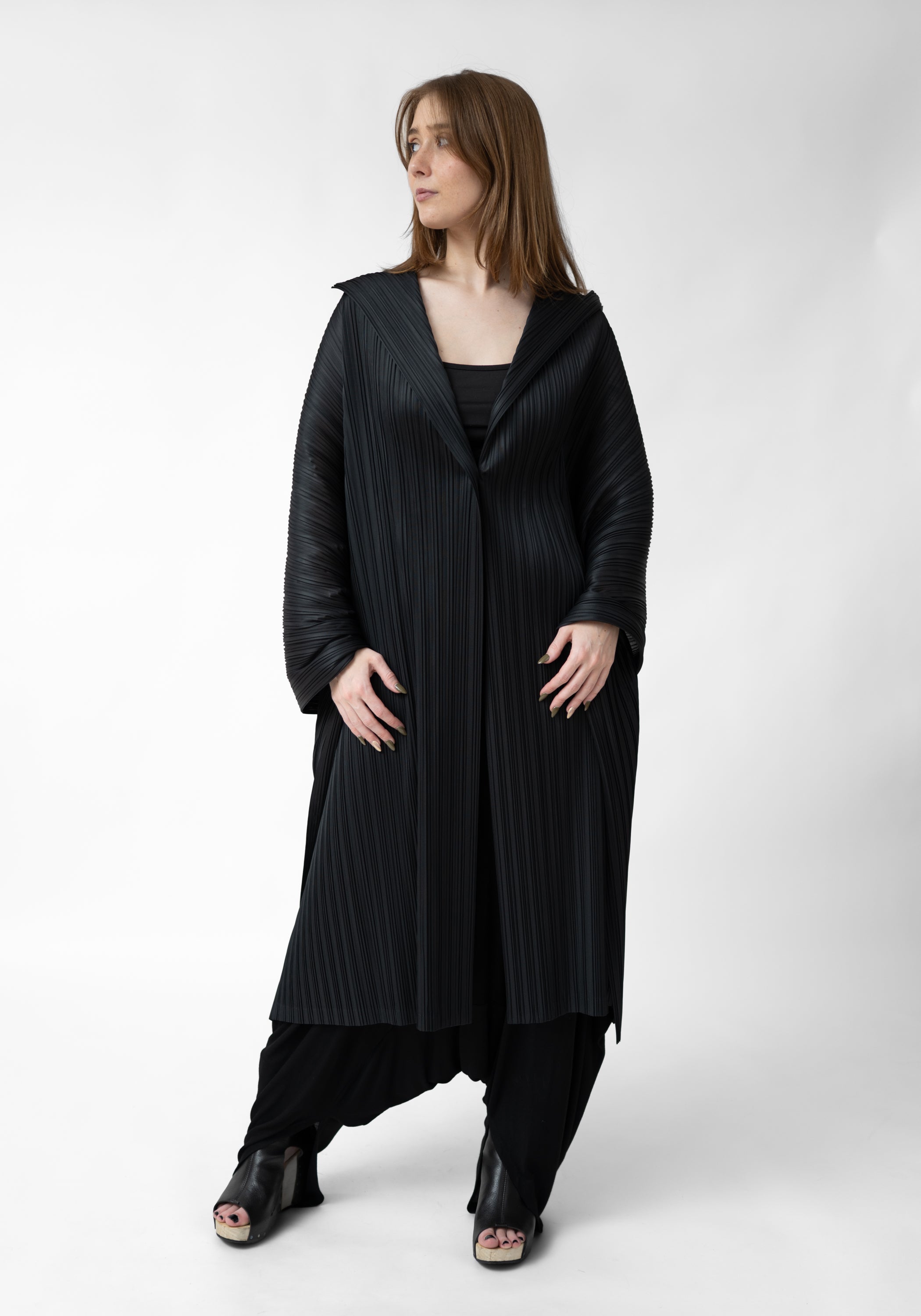 Oversized Pleated Shawl/Jacket