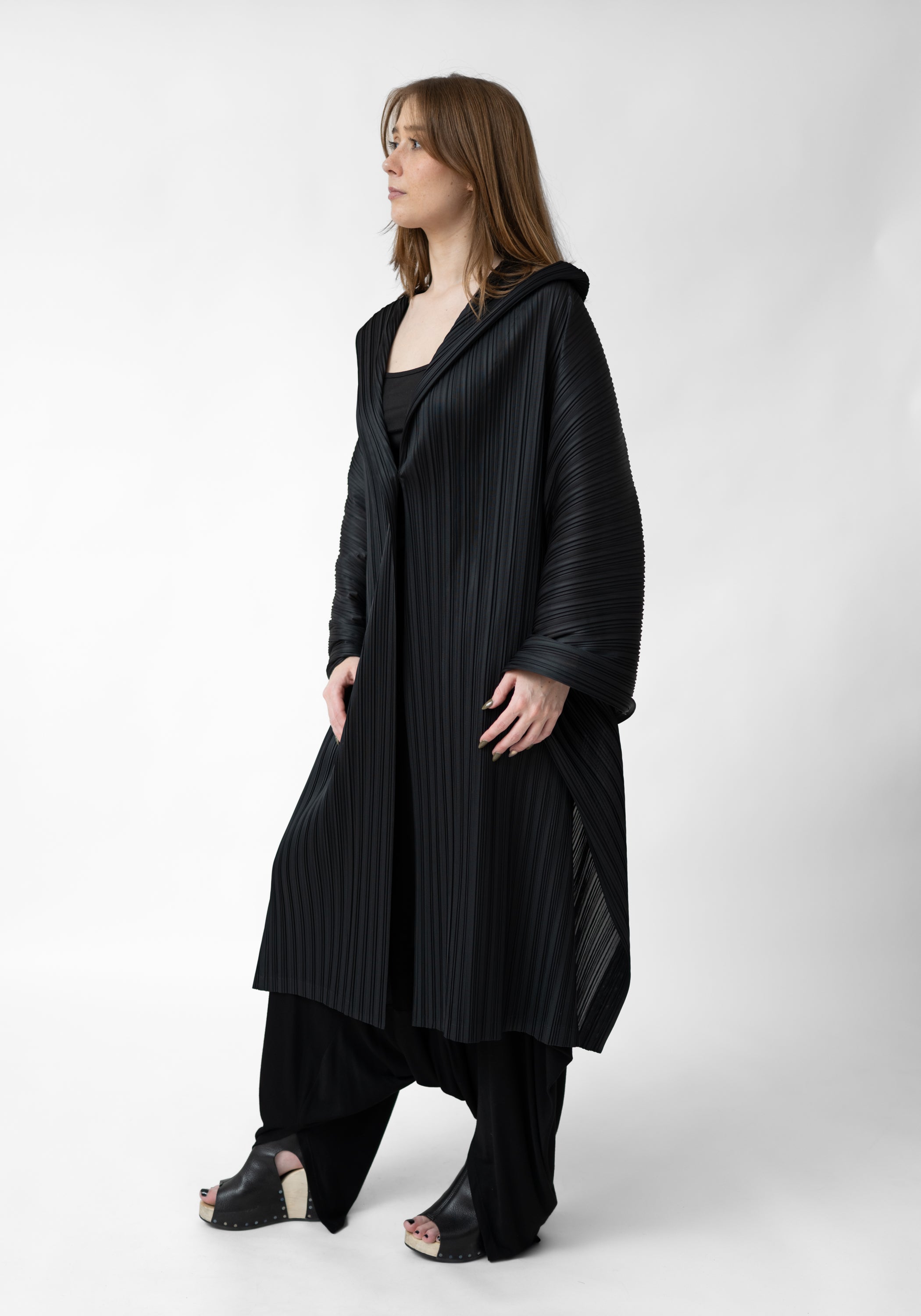 Oversized Pleated Shawl/Jacket