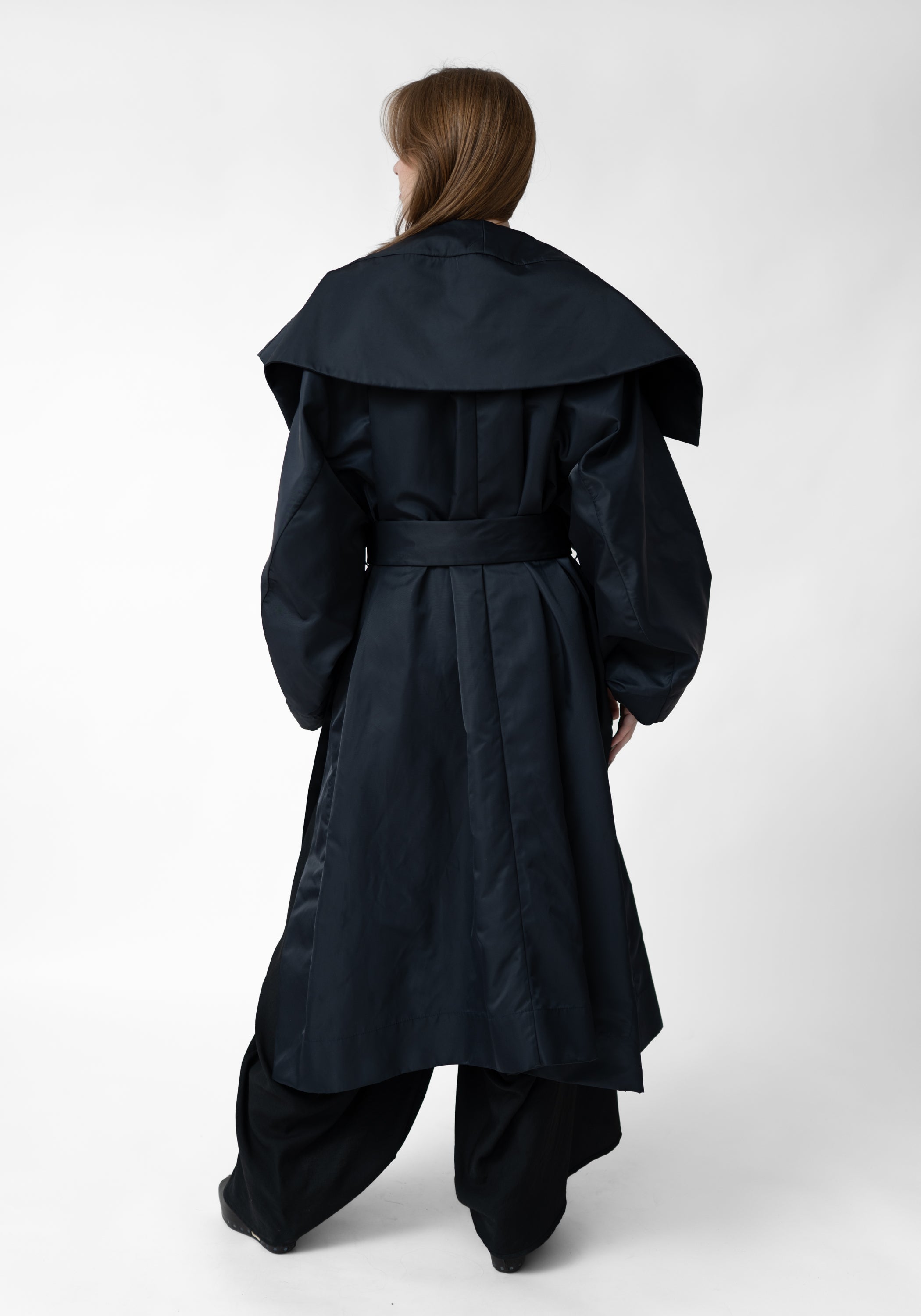 Oversized Open Front Tie Waist Jacket