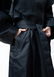 Oversized Open Front Tie Waist Jacket