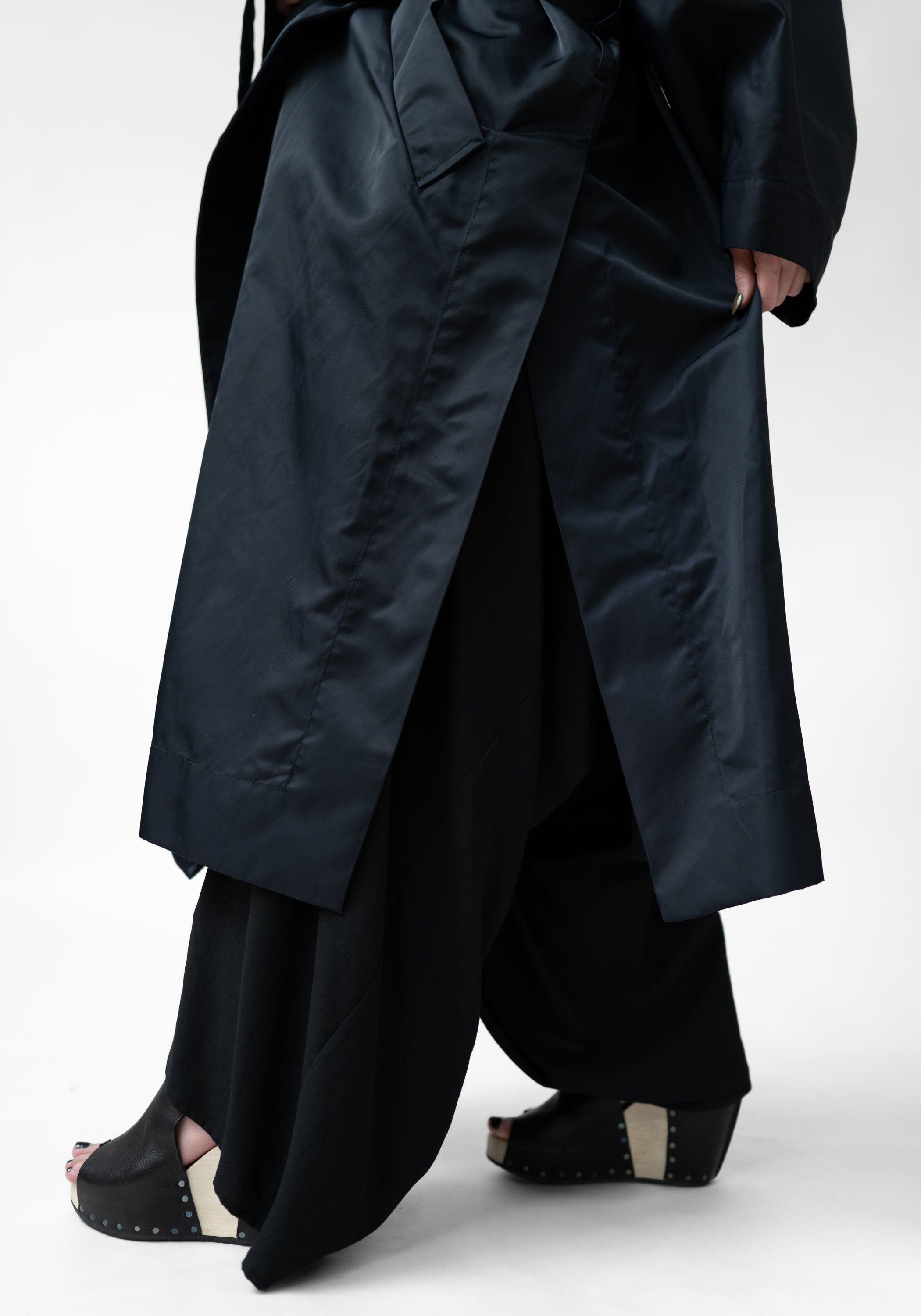 Oversized Open Front Tie Waist Jacket