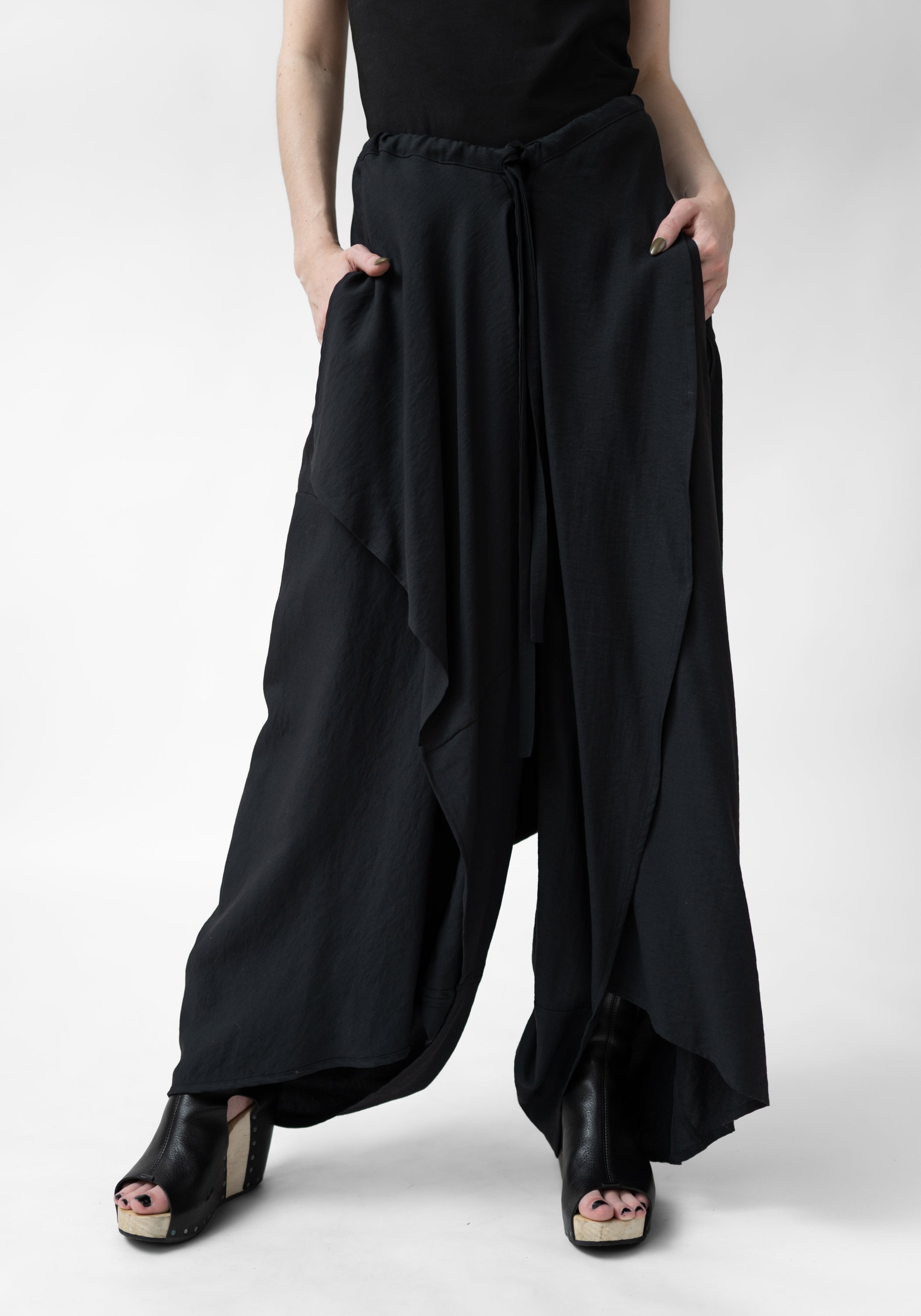 Drape Front Drop Seat Pants