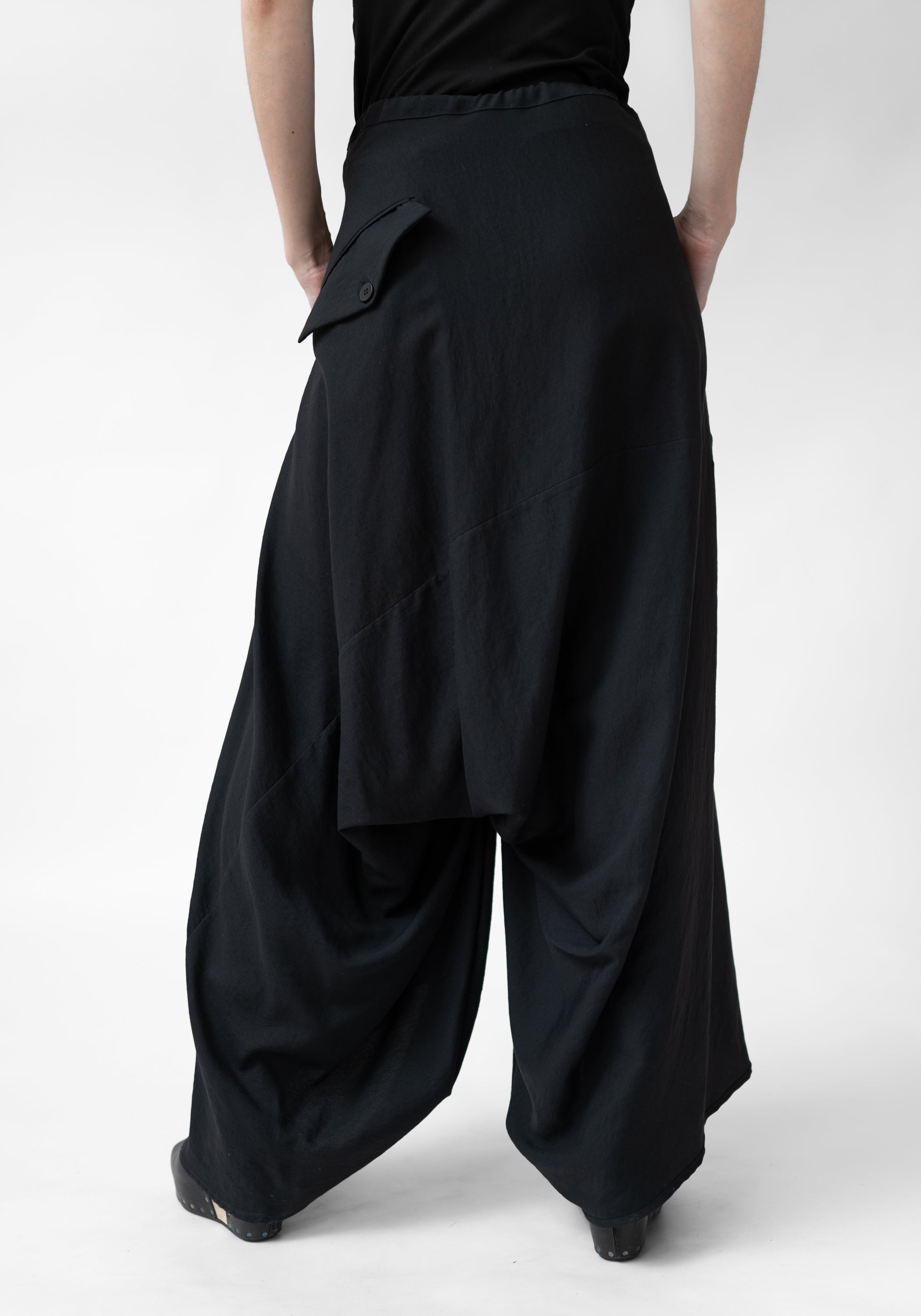 Drape Front Drop Seat Pants