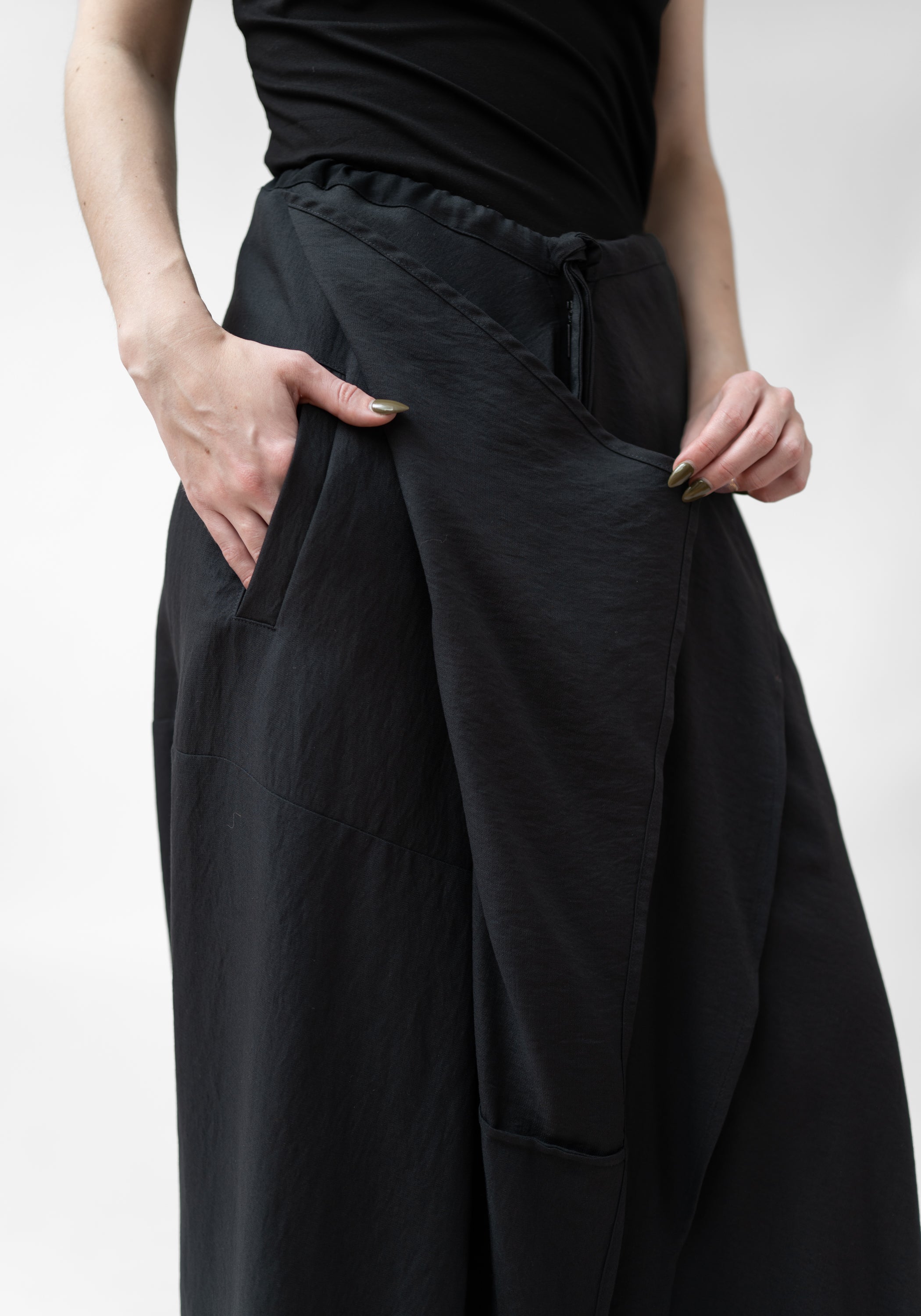 Drape Front Drop Seat Pants