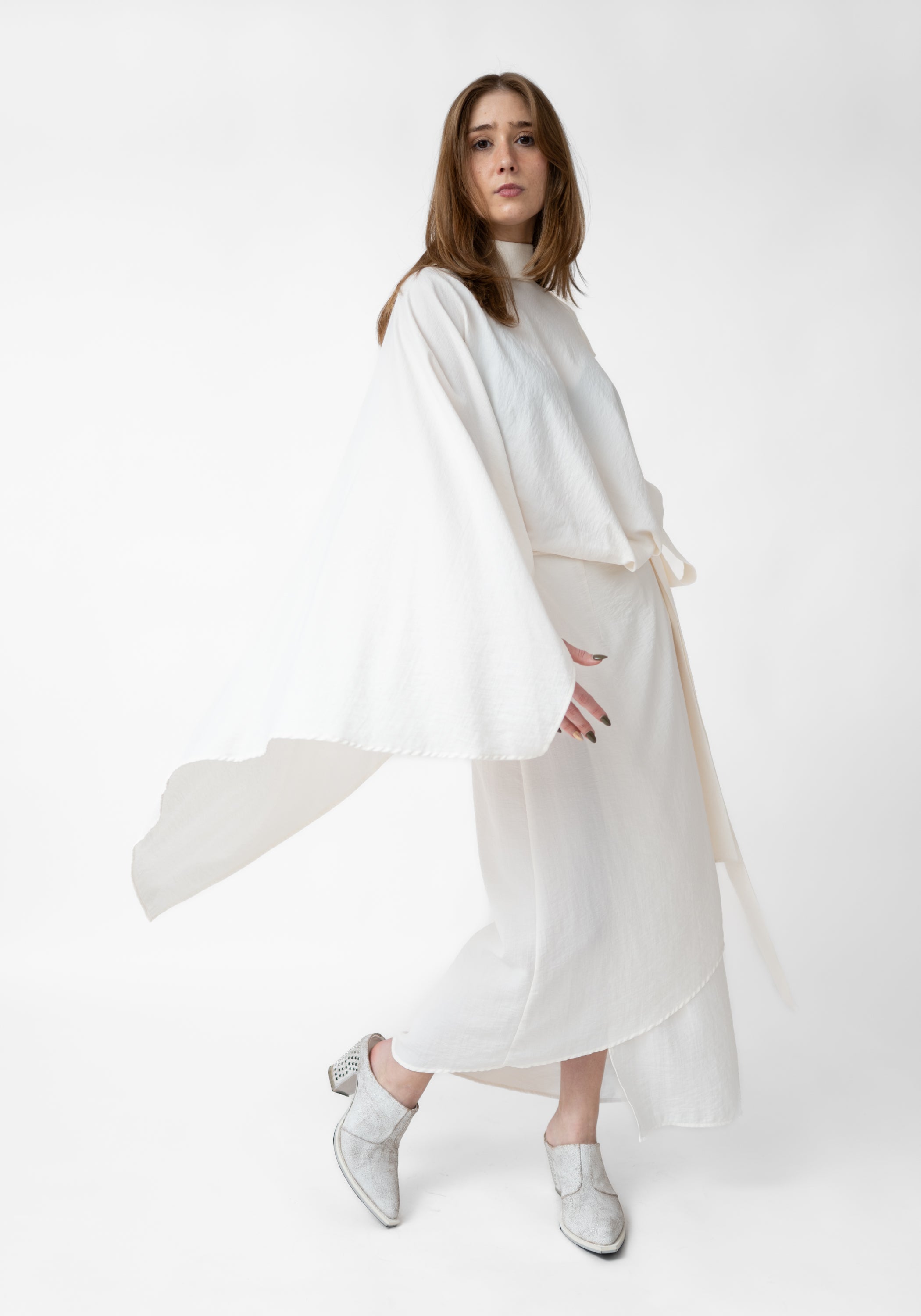 Asymmetric Open Shoulder Wrap Maxi Dress