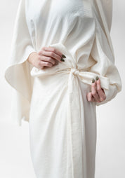 Asymmetric Open Shoulder Wrap Maxi Dress