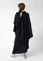 Asymmetric Open Shoulder Wrap Maxi Dress