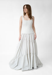 Corset Detail Tiered Skirt Maxi Dress