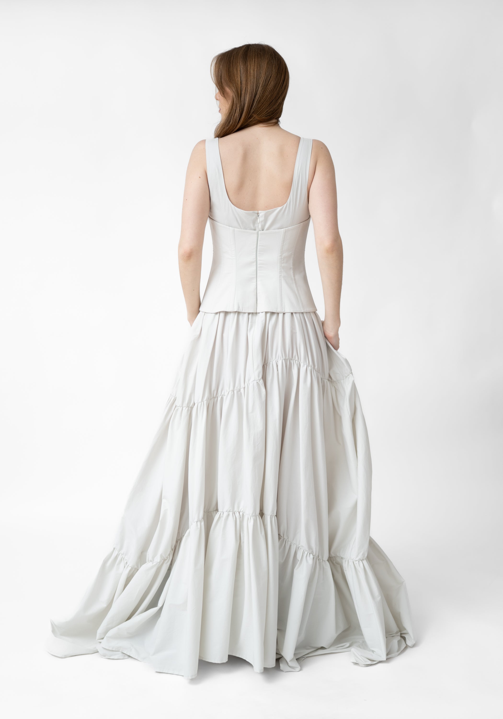 Corset Detail Tiered Skirt Maxi Dress