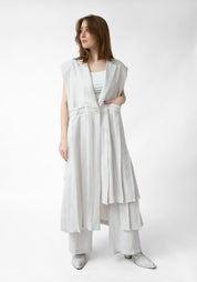 Button Side Sleeveless Paneled Blazer