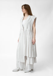 Button Side Sleeveless Paneled Blazer