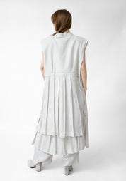 Button Side Sleeveless Paneled Blazer