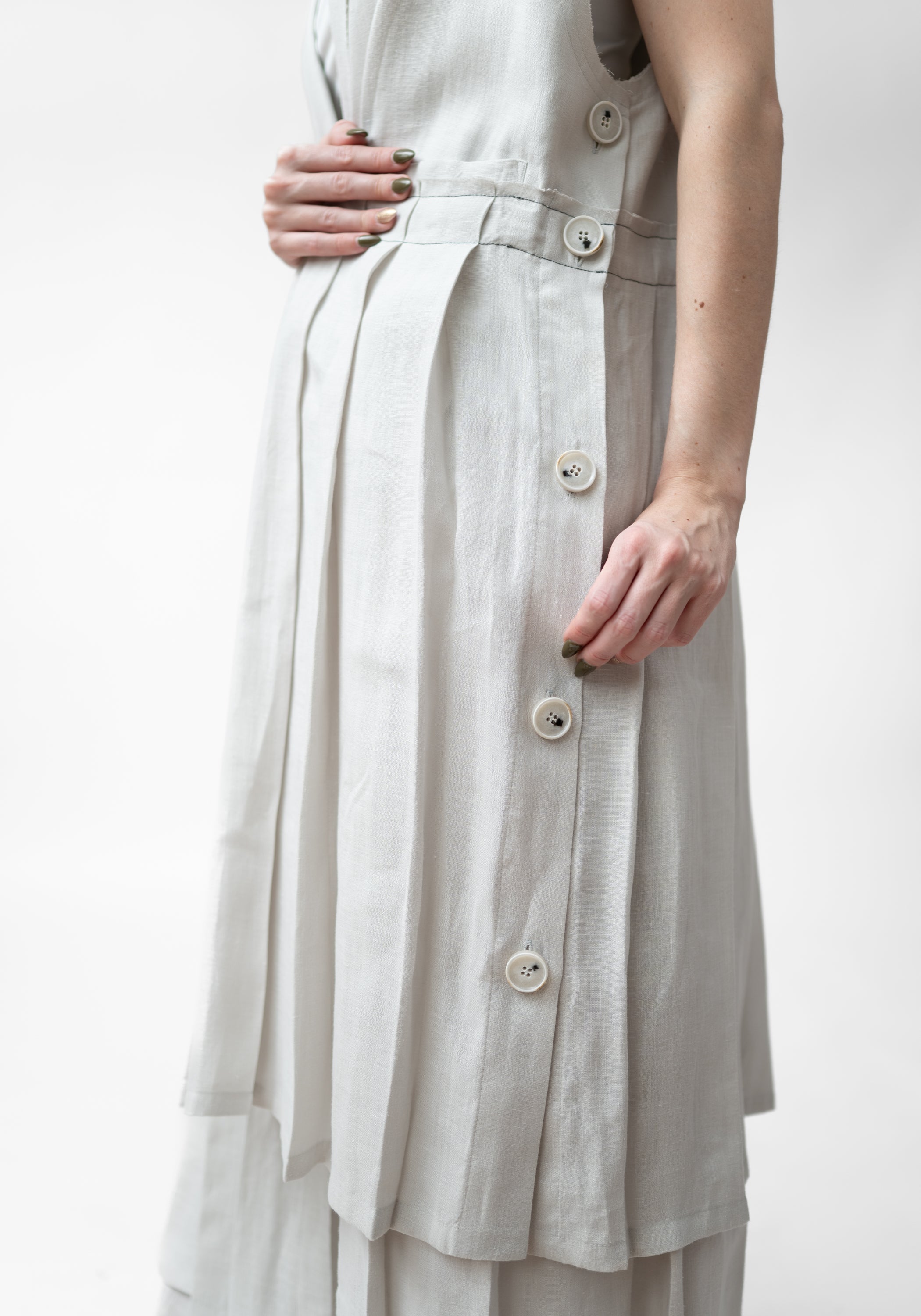 Button Side Sleeveless Paneled Blazer