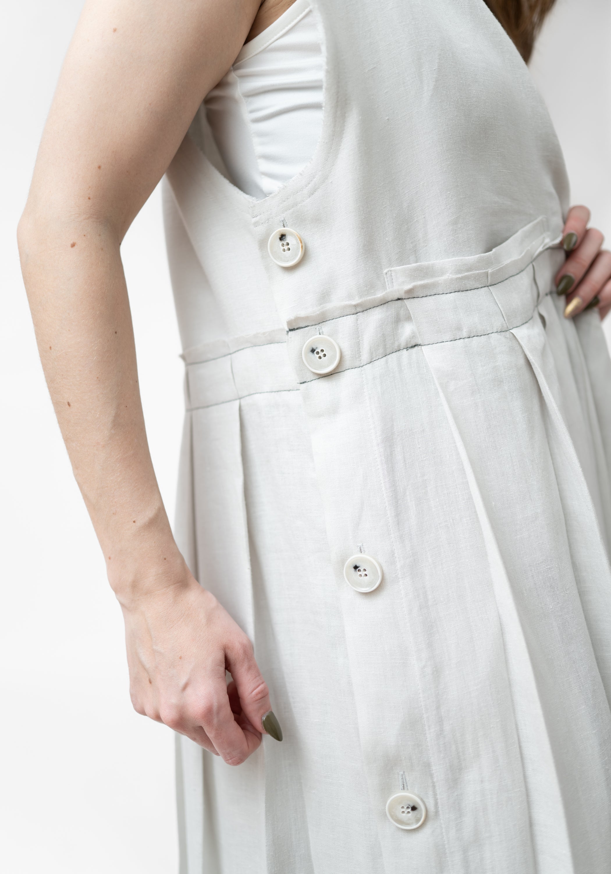 Button Side Sleeveless Paneled Blazer