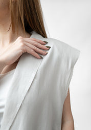 Button Side Sleeveless Paneled Blazer