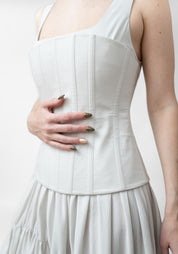 Corset Detail Tiered Skirt Maxi Dress