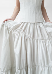 Corset Detail Tiered Skirt Maxi Dress