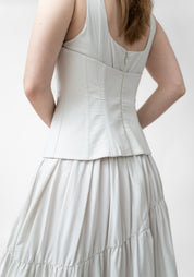 Corset Detail Tiered Skirt Maxi Dress