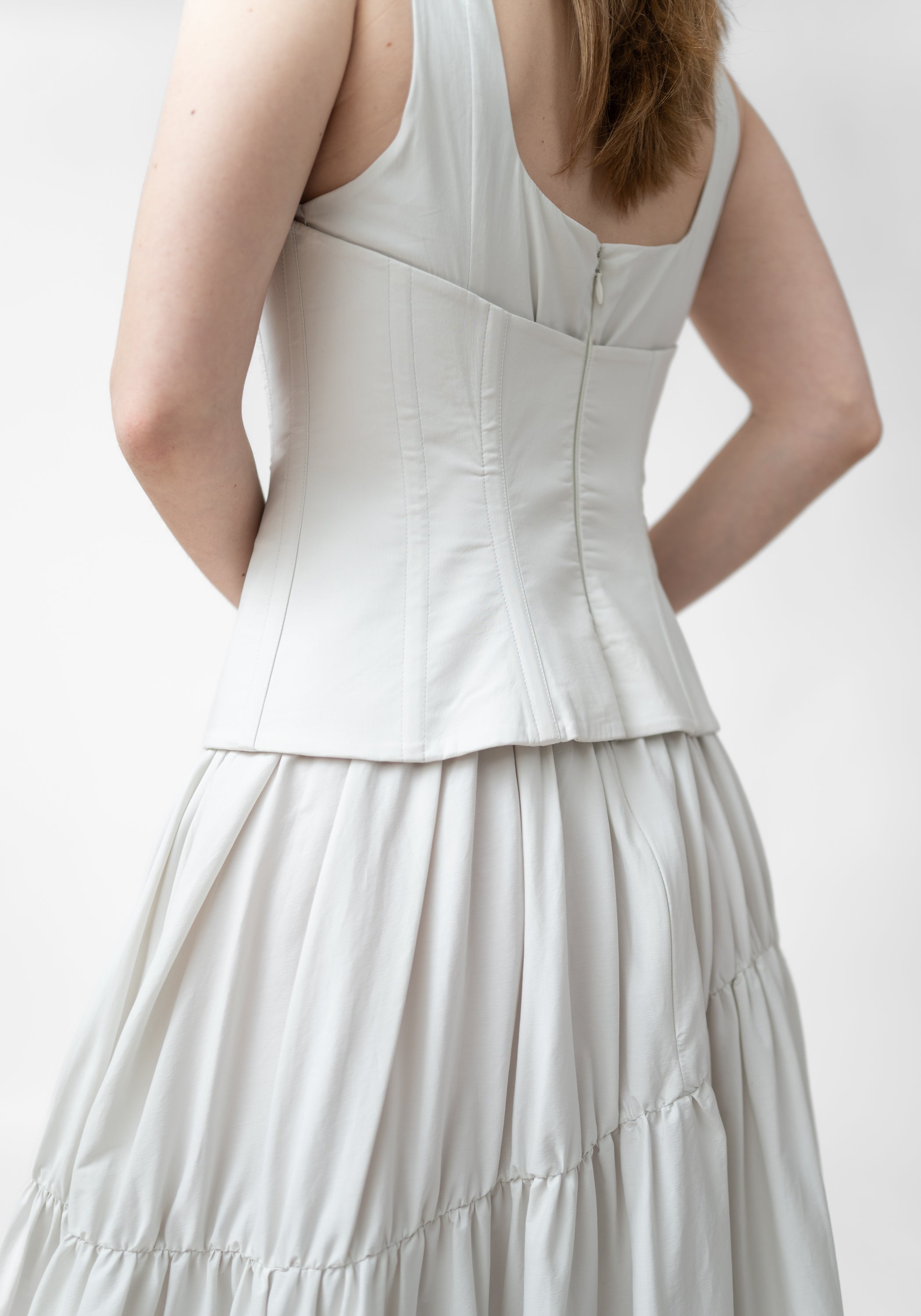 Corset Detail Tiered Skirt Maxi Dress
